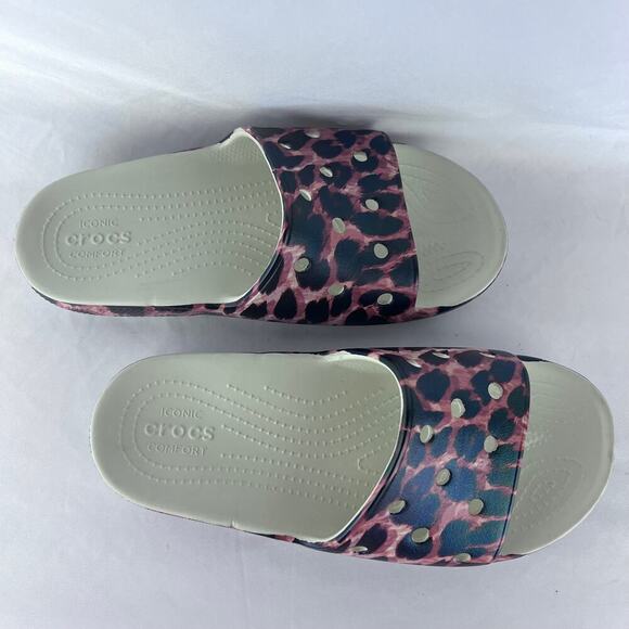 Crocs Classic Animal Remix Slide Sandals Size W11 M9  Summer Leopard - Picture 3 of 5